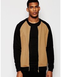 Asos Brand Jersey Bomber Jacket With Camel Contrast