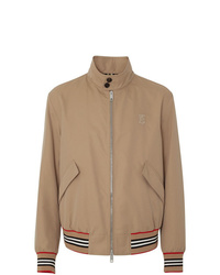Burberry Icon Stripe Detail Cotton Gabardine Harrington Jacket