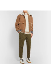Brunello Cucinelli Shearling Trimmed Cotton And Cashmere Blend Corduroy Bomber Jacket