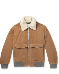 Brunello Cucinelli Shearling Trimmed Cotton And Cashmere Blend Corduroy Bomber Jacket