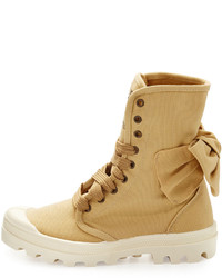 RED Valentino Bow Lace Up Hiker Boot Tan