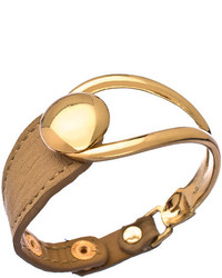 Andara Gold And Tan Leather Snap Cuff Bracelet