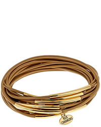 Bee Charming Tan And Goldtone Rubber Bracelets