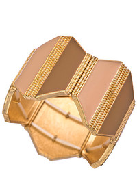 Blu Bijoux Gold And Tan Wide Octagonal Bangle Bracelet
