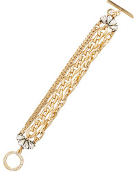Lydell NYC Golden Multi Strand Crystal Chain Bracelet
