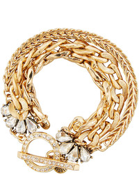Lydell NYC Golden Multi Strand Crystal Chain Bracelet