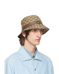 Gucci Beige Canvas Gg Supreme Bucket Hat