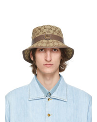 Gucci Beige Canvas Gg Supreme Bucket Hat