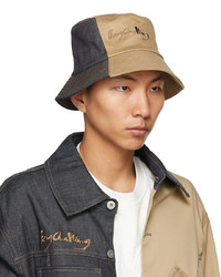 Feng Chen Wang Beige Indigo Paneled Bucket Hat