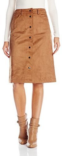 tan button front skirt