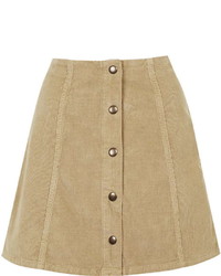 Topshop Tall Cord Button Front A Line Skirt
