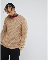 ASOS DESIGN Asos Knitted Midweight Textured Jumper With Cable Panels