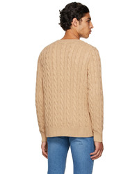 Polo Ralph Lauren Beige Cable Knit Cotton Crewneck Sweater