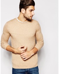 Asos Brand Cable Knit Sweater In Merino Wool Mix