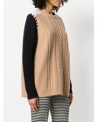Chinti & Parker Contrast Sleeve Aran Knit Sweater