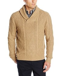 Haggar Allover Cable Stitch Shawl Collar Sweater