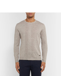 Loro Piana Slim Fit Cable Knit Linen And Silk Blend Sweater