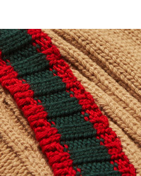 Gucci Slim Fit Striped Cable Knit Wool Sweater
