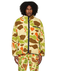 Tan Camouflage Fleece Bomber Jacket