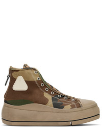 Tan Camouflage High Top Sneakers