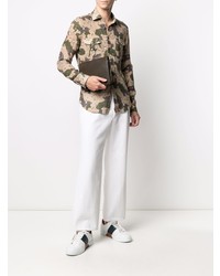 Manuel Ritz Camouflage Print Linen Shirt