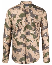 Manuel Ritz Camouflage Print Linen Shirt