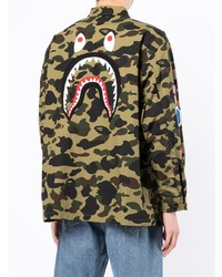 A Bathing Ape Camouflage Print Shark Shirt Jacket