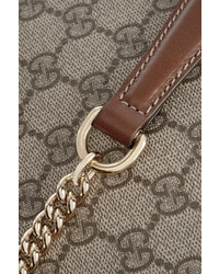 Gucci Linea A Disco Leather Trimmed Coated Canvas Shoulder Bag Beige