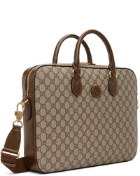 Gucci Beige Brown Gg Supreme Business Briefcase