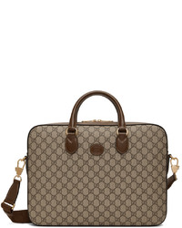 Gucci Beige Brown Gg Supreme Business Briefcase