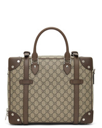 Gucci Beige Gg Supreme Weekender Duffle Bag