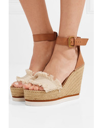 See by Chloe Canvas And Leather Espadrille Wedge Sandals