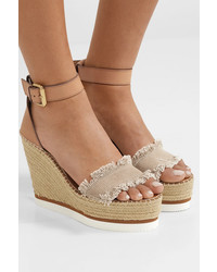 See by Chloe Canvas And Leather Espadrille Wedge Sandals
