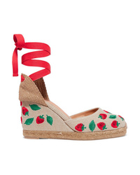 Castaner Carina 80 Embroidered Canvas Wedge Espadrilles