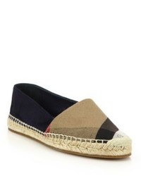Burberry Hodgeson Check Canvas Suede Espadrille Flats