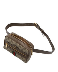 Gucci Beige And Brown Gg Supreme Ophidia Belt Bag