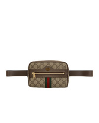 Gucci Beige And Brown Gg Supreme Ophidia Belt Bag