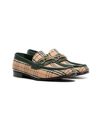 Burberry Brown Vintage Check Print Cotton Loafers