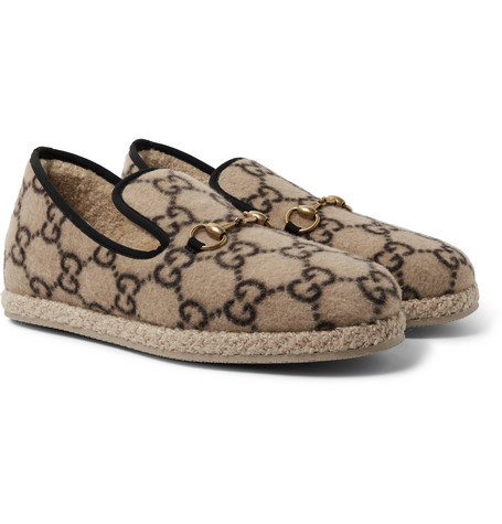 Gucci Horsebit Logo Print Wool Loafers, $704 | MR PORTER | Lookastic