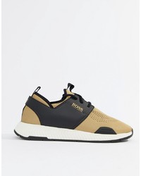 BOSS Titanium Runn Knitted Trainers In Gold