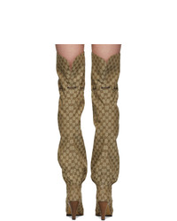 Gucci Beige Gg Lisa Over The Knee Boots