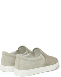 Brunello Cucinelli Suede And Canvas Slip On Sneakers