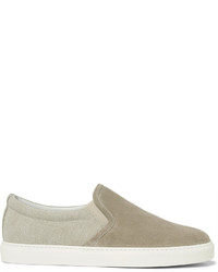 Brunello Cucinelli Suede And Canvas Slip On Sneakers