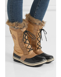 Sorel Tofino Waxed Canvas And Leather Boots Camel