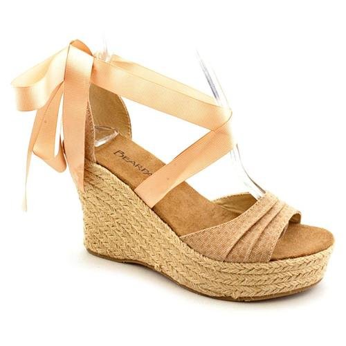 BearPaw Dahlia Tan Open Toe Canvas Wedge Sandals Shoes Uk 8, $24 | buy ...