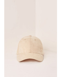 Missguided Nude Faux Suede Baseball Cap