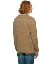 Ps By Paul Smith Brown Contrast Stitch Cardigan