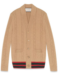 Gucci Cable Knit Cardigan With Web