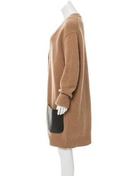 Celine Cline Leather Accented Wool Cardigan