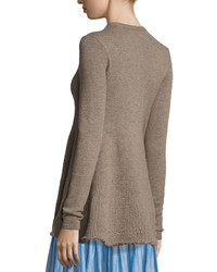 Co Zy Crewneck Cardigan Taupe